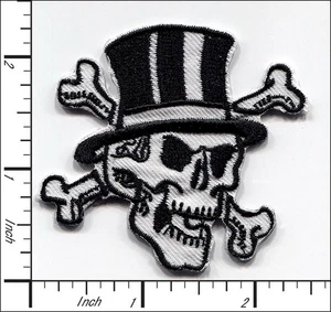 30 Pcs Embroidered Iron on patches Skull with High Hat 58x58mm AP021hB - Picture 1 of 2