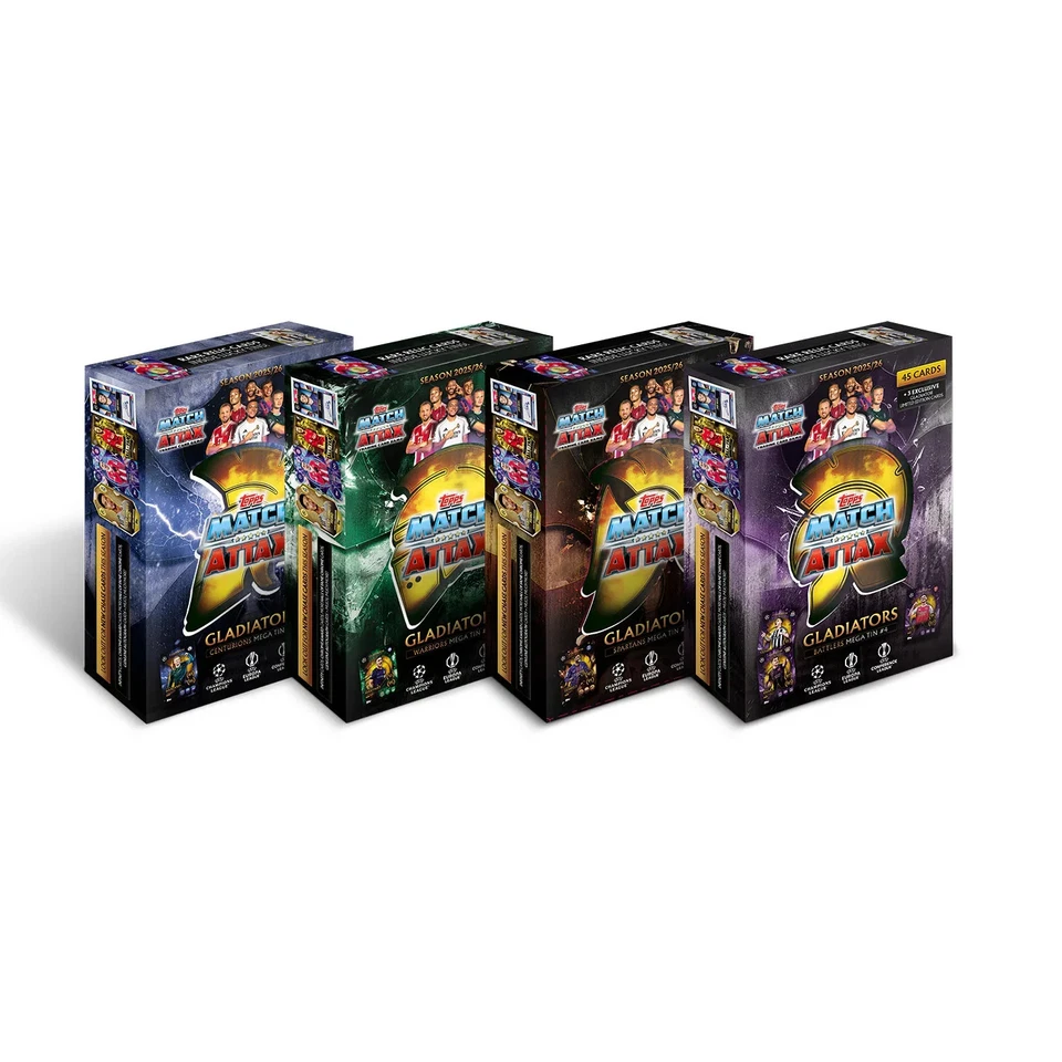 2025-26 Topps Champions League Match Attax 4 Pack Mega Tin Set (192 Cards +12LE)