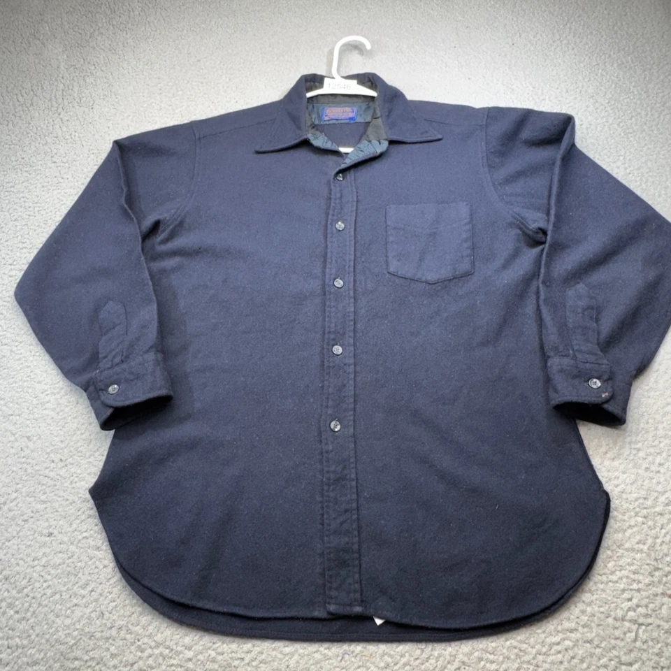 VINTAGE Pendleton Shirt Men Large Blue Wool Lodge Classic Outdoor Hunt Hike USA - Image 1 of 4