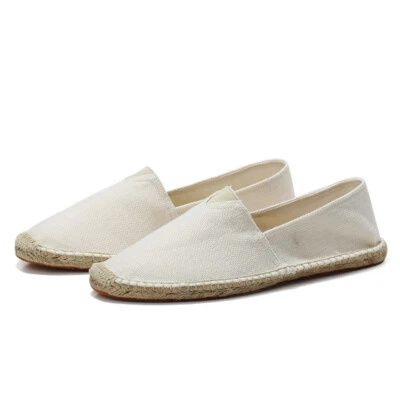 Men Cotton Linen Slip On Outdoor Handwork Fisherman Canvas Espadrilles Shoes - Image 1 of 4