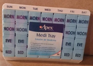 Pill Tray-APEX Medi Tray 7-Day 4-Times-Per-Day Pill Organizer Large New Sealed - Picture 1 of 7
