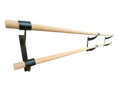 Double Wood Ballet Bar 1.5" Fixed Height Wall Mounted Barre System 3' to 40' Ft - Imagem 1 de 4