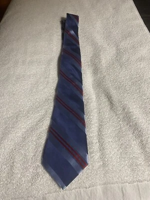 Corbata Valentino Para Hombre Azul/Rojo Rayas 100% Seda Hecha en Italia 60 X 3 1/8 Foto 1 de 4