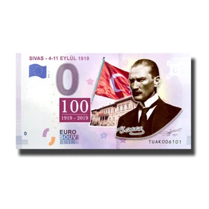 Billete de recuerdo de 0 euros Ataturk Sivas color Turquía TUAK 2019-1 sin circular - Imagen 1 de 3