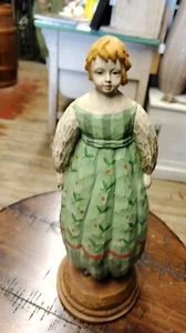 Folk Art Forside Carved Wood Look Hand Painted Lady Sculpture FALL  Maine 11.5" - Picture 1 of 14