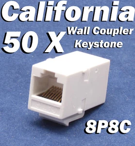50 X pcs Lot CAT6 Inline RJ45 Keystone Wall Coupler Jack Adapter 8P8C White 6e  - Picture 1 of 11