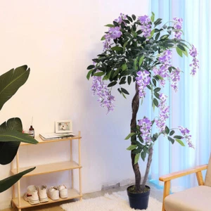 Large Artificial Wisteria Flower Tree in Pot Indoor Outdoor Fake Plant Home Deco - Picture 1 of 9