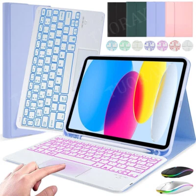Backlit Touchpad Keyboard Case Mouse For iPad 10th Generation 10.9" 2022 Tablet - Image 1 of 4