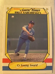 Carta Baseball Vincitori Premio Fleer 1987 #34 Bret Saberhagen - Foto 1 di 2