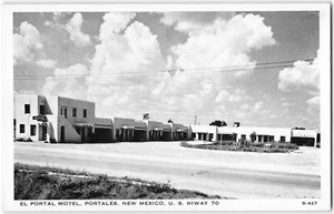 EL PORTAL MOTEL Portales, New Mexico Roadside 1940s Vintage Postcard - Bild 1 von 2