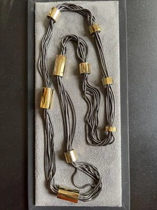 NEW DIESEL multistrand LONG necklace w 9 gold barrels 7 Snake Strands - Picture 1 of 9