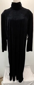 NEW! Vtg K.C. Spencer Black Velvet Velour Midi Dress Sz 24W Plus Stretch Modest - Picture 1 of 7