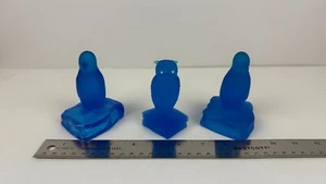 3er Set Briefbeschwerer Westmoreland blau Glas 70er Jahre - Bild 1 von 10