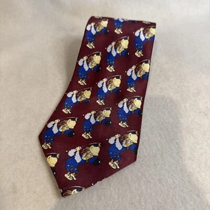 Tie Necktie Golfer Marco Polo Italian Style Bird Golf Club Novelty Mens Maroon - Picture 1 of 4