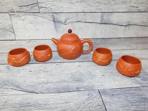 Clay Tea Set Teapot with 4 cups - Picture 1 of 12