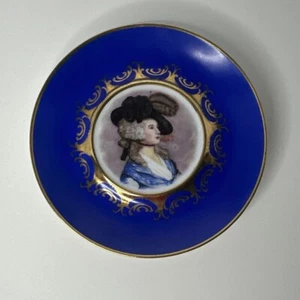 Schöner Vintage Bayreuth Bavaria Portrait Teller Kobaltblau Porzellan Filigran - Bild 1 von 6