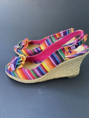 RocketDog Womens 6 Wedge Slingback Latin Espadrille Rainbow PRIDE LGBTQIA - Image 1 of 4