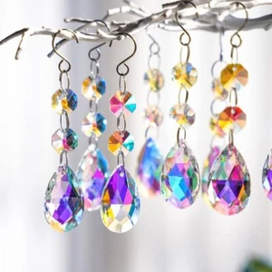 20 Pack Teardrop Crystal Chandelier Prisms Hanging Glass Pendants Valentines Day - Picture 1 of 10