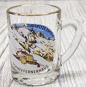 Zugspitze Schneefernerhaus Shot Glass With Handle With Gold Rim 3" - Picture 1 of 8