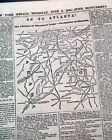 ATLANTA MAP William T. Sherman March & Ulysses S. Grant 1864 Civil War Newspaper