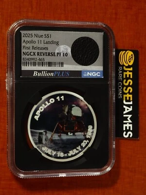 2025 $1 NIUE REVERSE PROOF SILVER APOLLO 11 NEIL ARMSTRONG JACKET NGCX PF 10 - Image 1 of 2