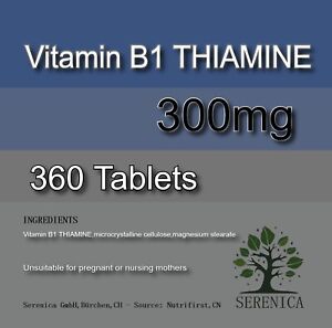 Vitamin B1 THIAMINE 300mg Non GMO Strength Pro x 360 Tablets