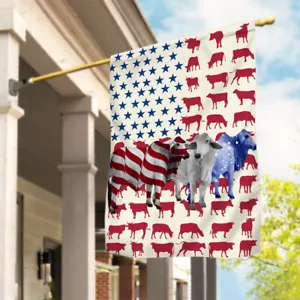 Funny Cow America 4th July Flag, Funny Cow Patriotic Happy Independence Day Flag - Picture 1 of 4
