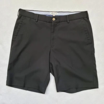 Peter Millar 短裤男式 32 黑色高尔夫性能斜纹布平前聚酯纤维 — 第 1/4 张图片
