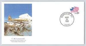C-46 Commando FDC Cachet Fellows Ferguson Art Fleetwood 94 Buffalo, New York VTG - Picture 1 of 5
