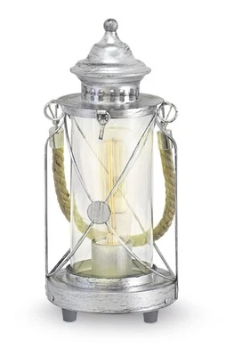 Vintage Tischleuchte H33cm E27 Argento Antico Lampada Candela Luce da Tavolo - Immagine 1 di 3