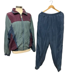 Set tuta sportiva vintage Givenchy anni 80 90 colorblock giacca a vento seta taglia L - Foto 1 di 13