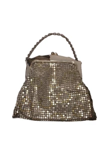 Whiting And Davis White Metal Mesh Bag Kiss Lock Lined Chain Cross Body MCM - Picture 1 of 6