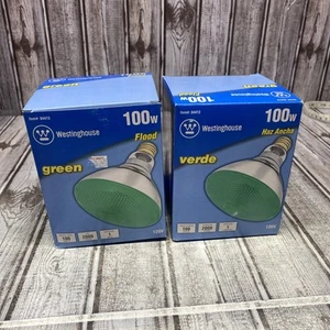 2 Westinghouse 100W Green 04413 Flood Bulbs 120v - Picture 1 of 3