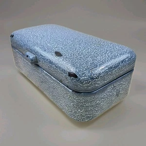 Enamel BREAD BOX DUTCH Enamelware Lunch Bin Large Food Storage Gray Speckleware  - Picture 1 of 8