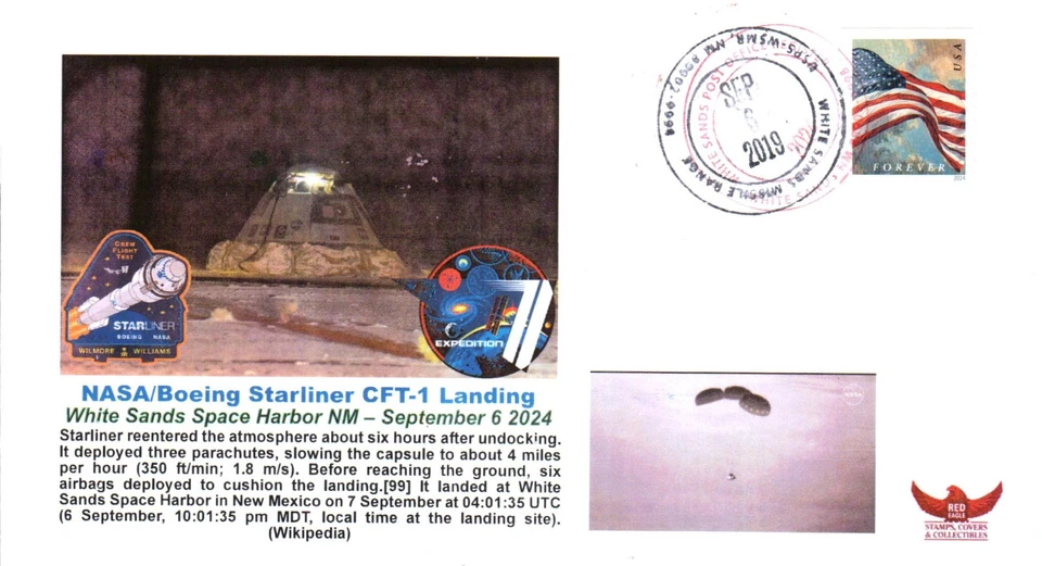 2024 NASA Boeing CFT-1 Starliner ISS aterrizaje arenas blancas puerto espacial 6 de septiembre Foto 1 de 1