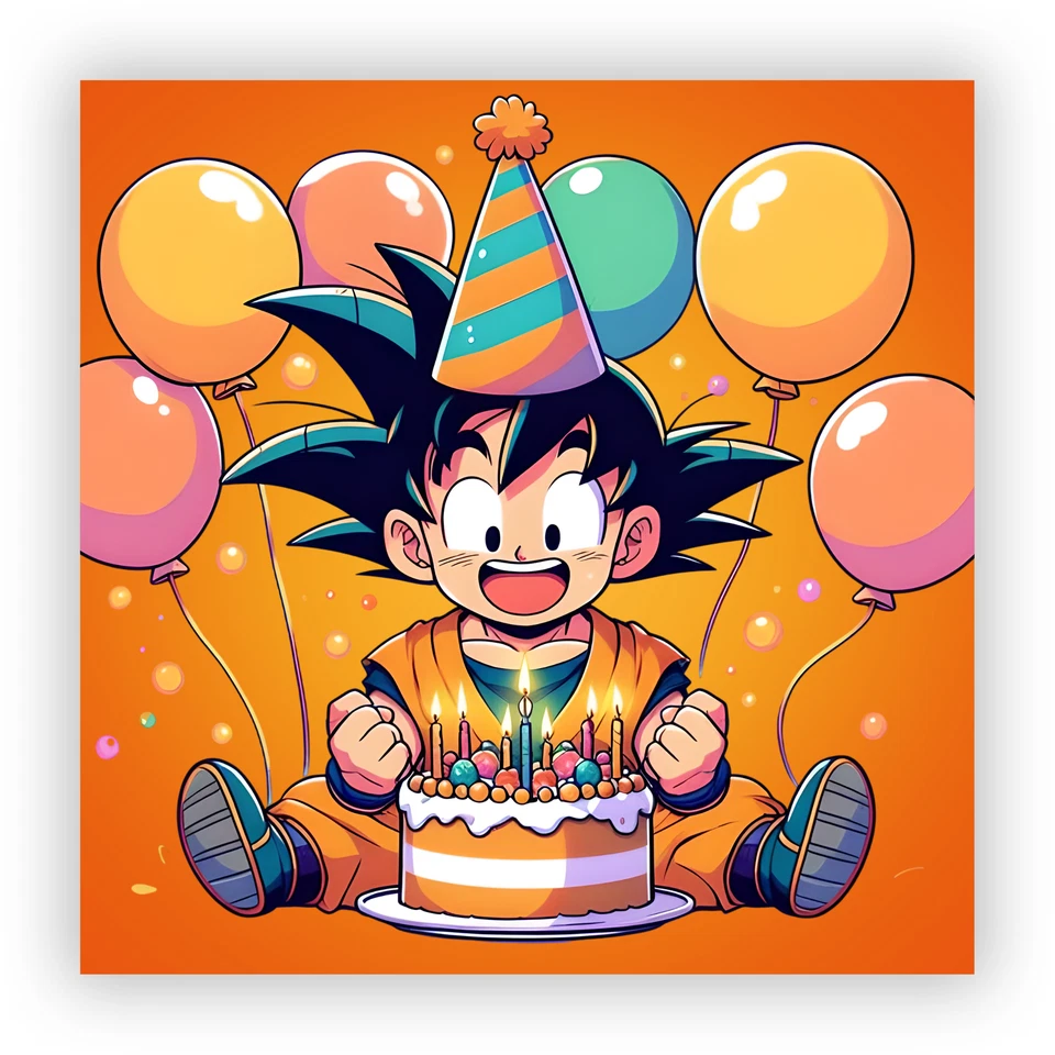 KAWAII-GOKU-BIRTHDAY-CARD-HANDMADE-DRAGON-BALL-Z-ANIME-GREETING-S Dragon Ball Z - Goku Kawaii Birthday Card