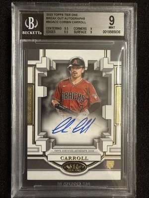 2023 Topps Tier One Corbin Carroll Break Out Rookie Auto /249 RC BGS 9 Auto 10 - Image 1 of 2