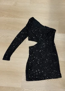 Abito Windsor Paillettes Nero Mini Occasioni Speciali Ritorno a Casa Vacanze M - Foto 1 di 5
