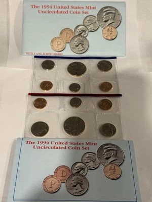 1994 P and D United States Mint uncirculated set. With OGP+COA. 10-COIN SET. - Image 1 of 4