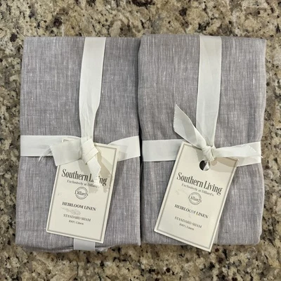 Southern Living Heirloom Standard Pillow Sham Gray 20” X 26” 100% Linen - Image 1 of 4