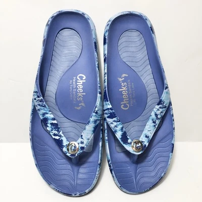 NUEVAS Sandalias de Salud para Mejillas TALLA 7 M Por Tony Little Chanclas Tanga Azul Foto 1 de 4