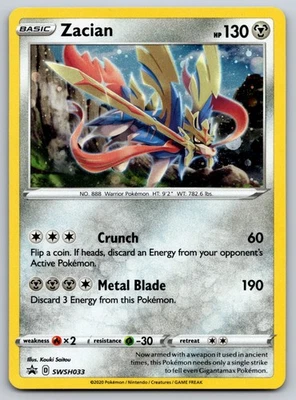 Zacian SWSH033 SWSH: Sword & Shield Promo Cards NM Pokemon Card TCG - Image 1 of 2