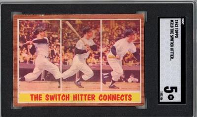 1962 Topps #318 Mantle - The Switch Hitter SGC 5 Centered ! - Image 1 of 2