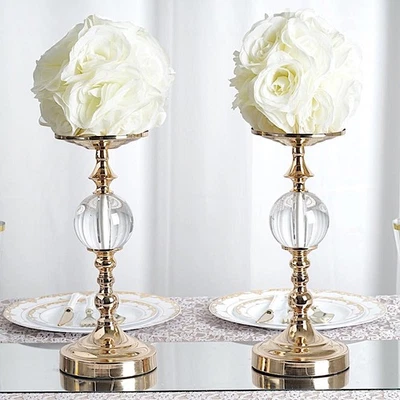 2 CREAM 7" Silk Roses Flowers Kissing Balls Wedding Party Events Centerpieces - Image 1 of 4