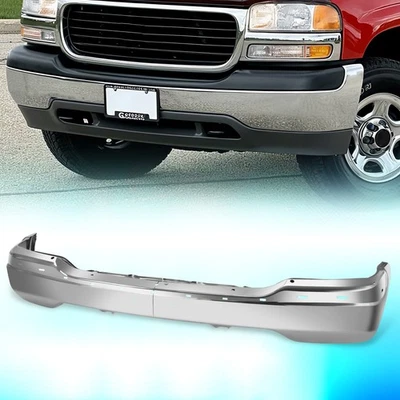 For 1999-2006 GMC Sierra 1500 Yukon XL 1500 Chrome Steel Front Bumper Face Bar - Image 1 of 4