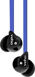 Veho Z-1 Noise Isolating Stereo Earbuds, Blue, W/Flex Anti-tangle Cord, "NEW" - Picture 1 of 4