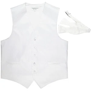 New Men's Formal Vest Tuxedo Waistcoat with free style self-tie Bowtie white - Picture 1 of 4