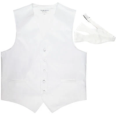 New Men's Formal Vest Tuxedo Waistcoat with free style self-tie Bowtie white - Image 1 of 4