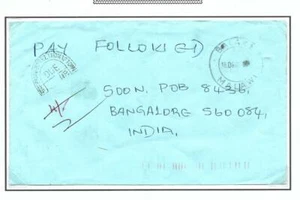 MALAWI, BALAKA A INDIA, CORREO SIN PAGAR, IMPUESTOS EN INDIA. INUSUAL - Imagen 1 de 1