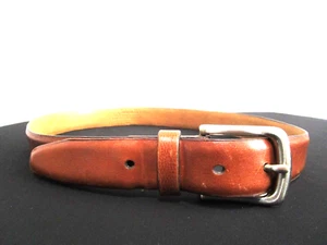 Classic Brown Leather Silver Buckle Men's Belt Sz 32, 29.5"-33.5" - Picture 1 of 6